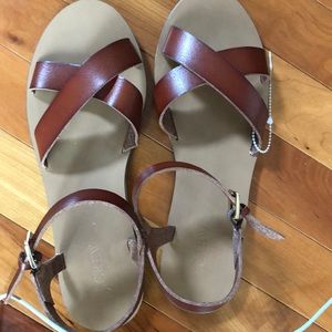 J Crew brown strapped sandals 8